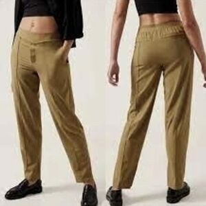 Athleta Pants Mustard Khaki Green Vienna Slim Pants Size 6